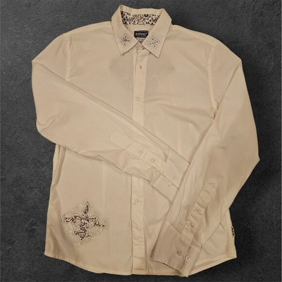 Buffalo David Bitton Other - Buffalo David Bitton Mens White Button-Up Shirt M/M Cotton Blend Embroidered Det